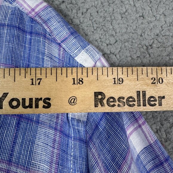 Untuckit Shirt Men XL Blue Tartan Plaid Wrinkle-Resistant Linen Slim Fit Berardo - Picture 6 of 11